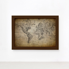 Quadro Vintage Mapa Mundi Antigo Moldura Marrom 33x43cm