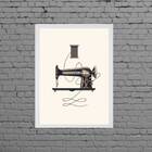 Quadro Vintage Máquina Costura 45x34cm - Com Vidro Moldura:ma