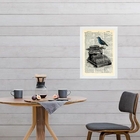 Quadro Vintage Máquina Escrever Passarinho 33x24cm Moldura:ma