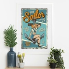 Quadro Vintage Marinheira - 60x48cm Moldura Branca