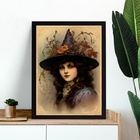 Quadro Vintage Menina Bruxa 33x24cm - Com Vidro Moldura Preta