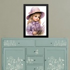 Quadro Vintage Menininha Com Lavanda 45x34cm Moldura Preta