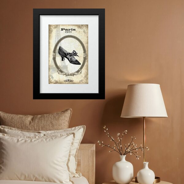 Quadro Vintage Moda Sapato Paris- 60x48cm Moldura Branca