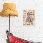 Quadro Vintage Moda Vestido Manequim 33x24cm Moldura Preta