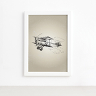 Quadro Vintage Moldura Branca Avião 22x32cm