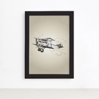 Quadro Vintage Moldura Preta Avião 22x32cm