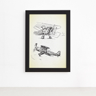 Quadro Vintage Moldura Preta Aviões Antigos 33x43cm