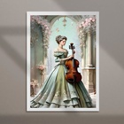Quadro Vintage Mulher E Violino 45x34cm - Com Vidro Moldura P