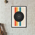 Quadro Vintage Music Poster - Record 24x18cm - Com Vidro Mold