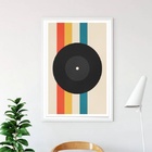 Quadro Vintage Music Poster - Record 33x24cm Moldura:madeira