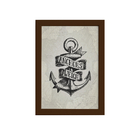 Quadro Vintage Náutico Âncora Moldura Marrom 22x32cm
