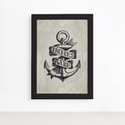 Quadro Vintage Náutico Âncora Moldura Preta 22x32cm