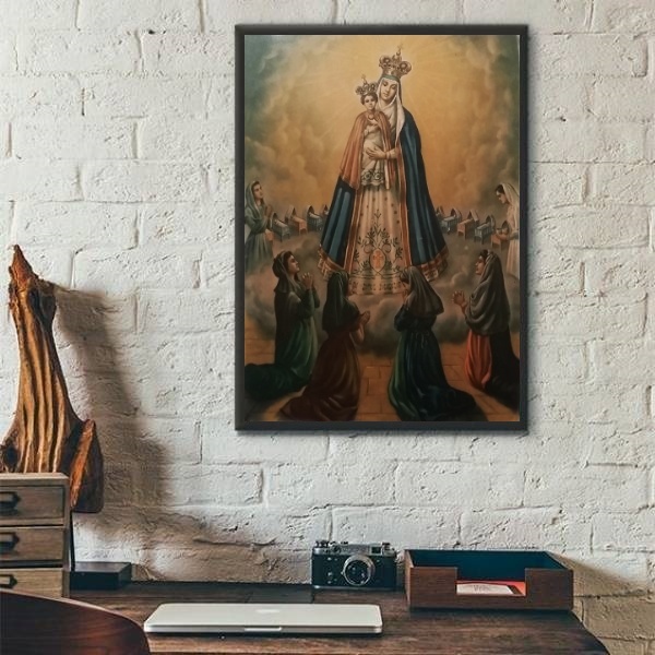 Quadro Vintage Nossa Senhora Do Bom Parto 45x34cm Moldura Bra