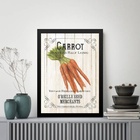 Quadro Vintage Para Cozinha Cenoura 45x34cm - Com Vidro Moldu