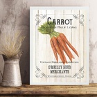 Quadro Vintage Para Cozinha Cenoura 45x34cm - Com Vidro Moldu