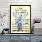 Quadro Vintage Passarinho Com Partitura 45x34cm Moldura:madei