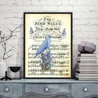 Quadro Vintage Passarinho Com Partitura 45x34cm Moldura:madei