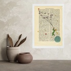 Quadro Vintage Pequeno Príncipe Voando 45x34cm - Com Vidro Mo