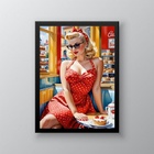 Quadro Vintage Pin Up Clássica Poá 33x24cm - Com Vidro Moldur