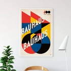 Quadro Vintage Poster Bauhaus 33x24cm Moldura:madeira Branca