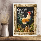 Quadro Vintage Rústico Galinha 45x34cm - Com Vidro Moldura Br