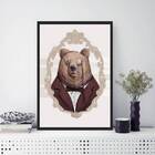 Quadro Vintage Senhor Urso 33x24cm Moldura:madeira Preta