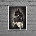 Quadro Vintage Senhora Esquilo 24x18cm Moldura:madeira Branca