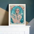 Quadro Vintage Signo Aquário 45x34cm - Com Vidro Moldura:made