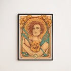 Quadro Vintage Signo Leão 33x24cm - Com Vidro Moldura:madeira