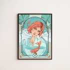 Quadro Vintage Signo Peixes 33x24cm - Com Vidro Moldura:madei