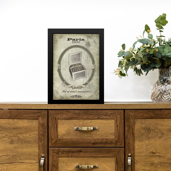 Quadro Vintage Tabaco Charutos 33x24cm - Com Vidro Moldura Pr