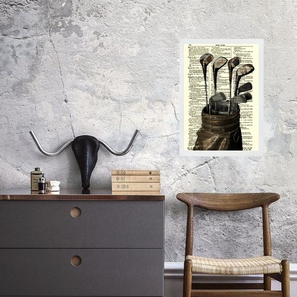 Quadro Vintage Tacos De Golf 33x24cm - Com Vidro Moldura:made