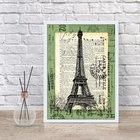Quadro Vintage Torre Eiffel - Selo Antigo 24x18cm - Com Vidro