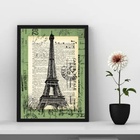 Quadro Vintage Torre Eiffel - Selo Antigo 45x34cm Moldura Pre