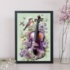 Quadro Vintage Violino E Passarinho 33x24cm Moldura Preta