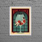 Quadro Vintage Wine O Clock 33x24cm Moldura:madeira Preta