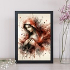 Quadro Virgem Maria Abstrato 24x18cm Moldura Preta