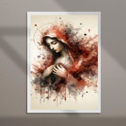 Quadro Virgem Maria Abstrato 45x34cm Moldura Preta