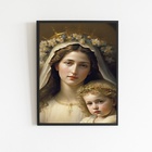 Quadro Virgem Maria Com Menino Jesus 45x34cm - Com Vidro Mold