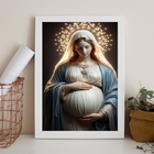 Quadro Virgem Maria Grávida 33x24cm - Com Vidro Moldura:madei