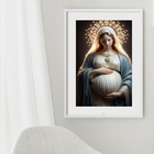 Quadro Virgem Maria Grávida - 60x48cm Moldura:madeira Preta