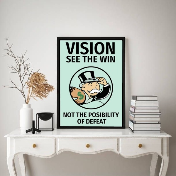 Quadro Visão Empreendedora – Sr. Monopoly 24x18cm - Com Vidro