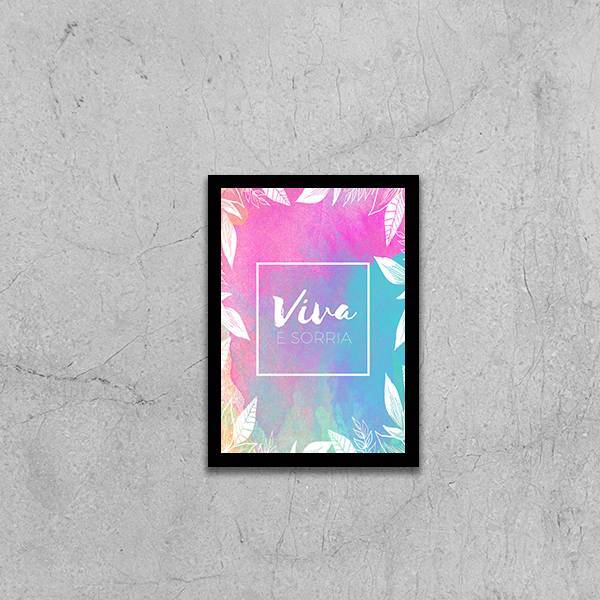 Quadro Viva E Sorria 33x24cm - Com Vidro Moldura:madeira Preta