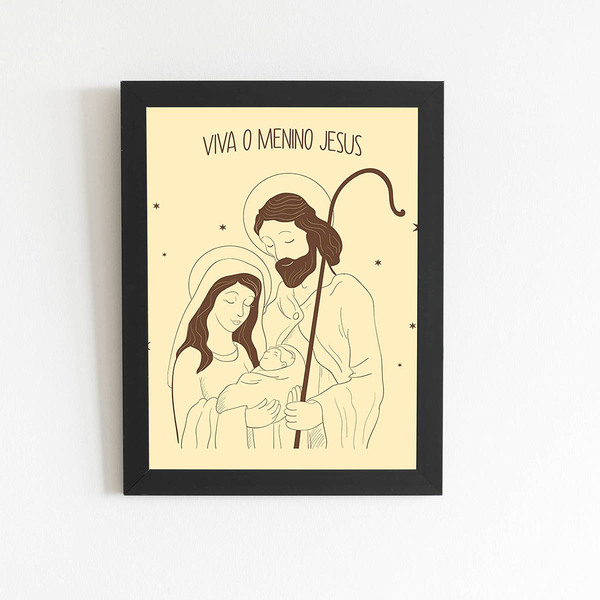 Quadro Viva O Menino Jesus Cristo Moldura Preta 60x40cm