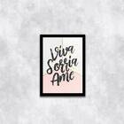 Quadro Viva, Sorria, Ame 24x18cm - Com Vidro Moldura:madeira