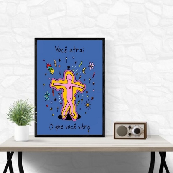 Quadro Você Atrai O Que Você Vibra 33x24cm Moldura Preta