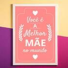 Quadro Você É A Melhor Mãe Do Mundo - Rosa 33x24cm - Com Vidr
