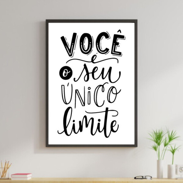 Quadro Você É Seu Único Limite - Branco 24x18cm Moldura:madei