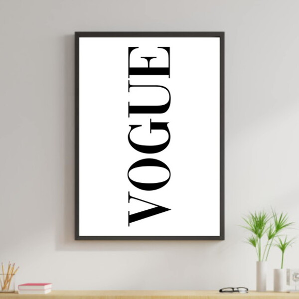 Quadro Vogue 33x24cm - Com Vidro Moldura:madeira Preta