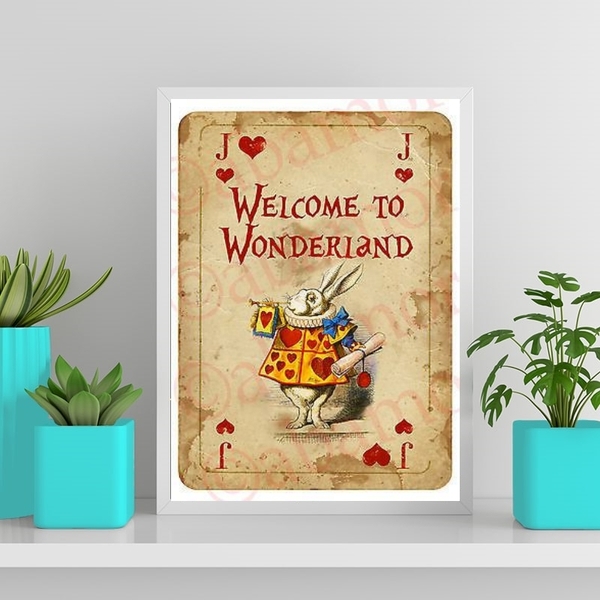 Quadro Welcome To Wonderland 45x34cm - Com Vidro Moldura:made